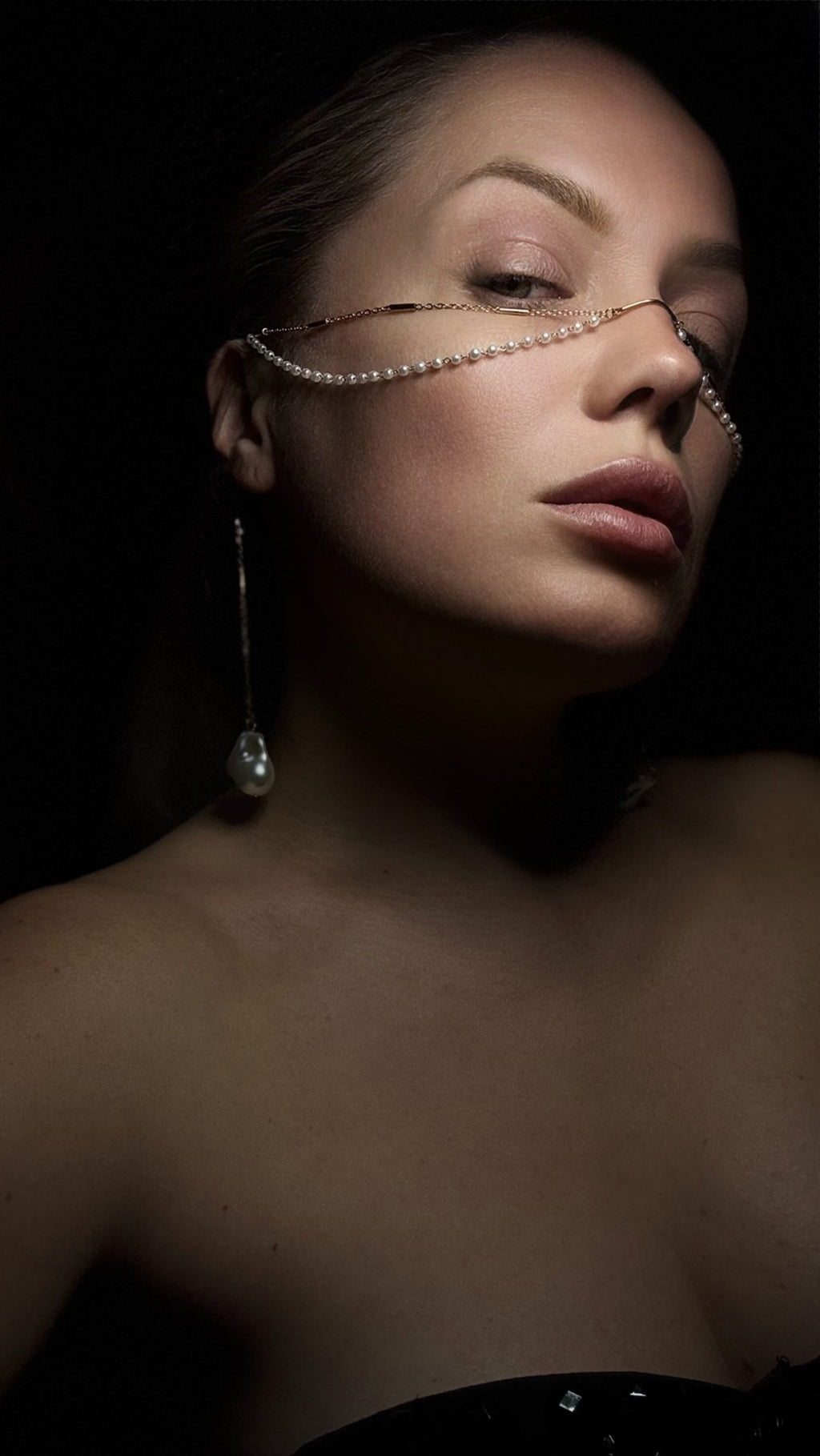 Pearl Double Chain Face Jewelry – Waterproof Stainless Steel