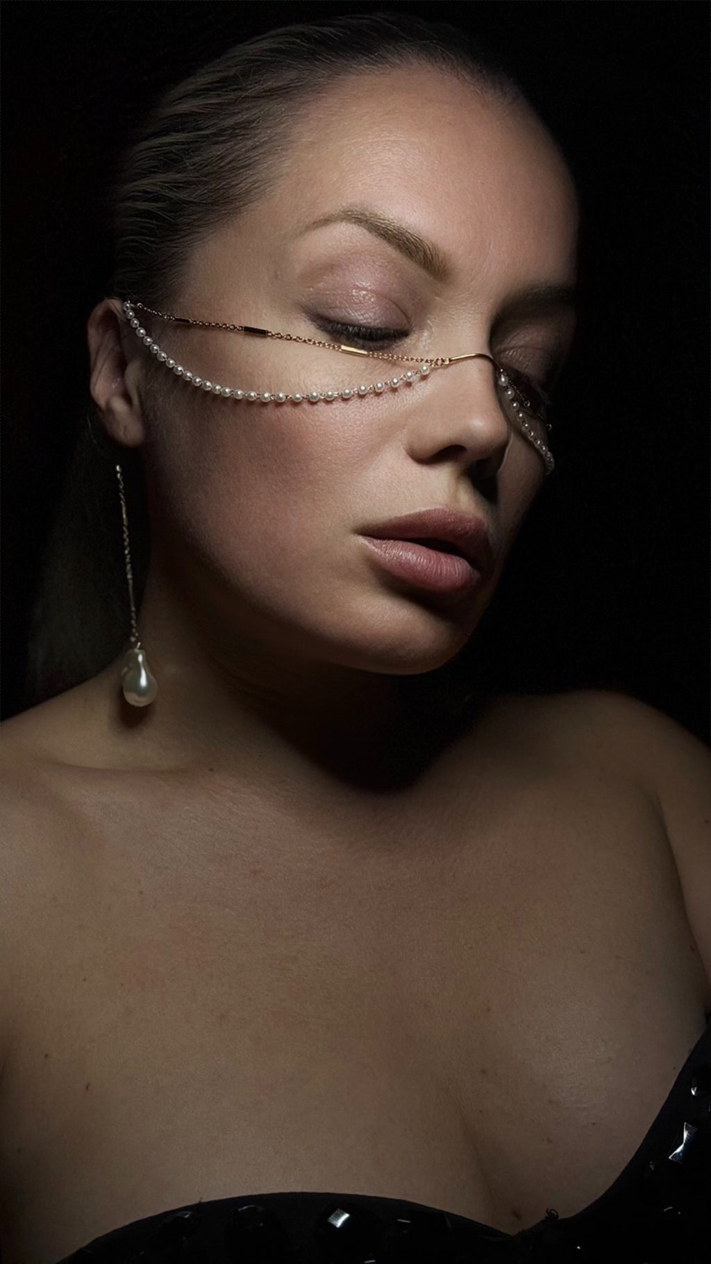 Pearl Double Chain Face Jewelry – Waterproof Stainless Steel