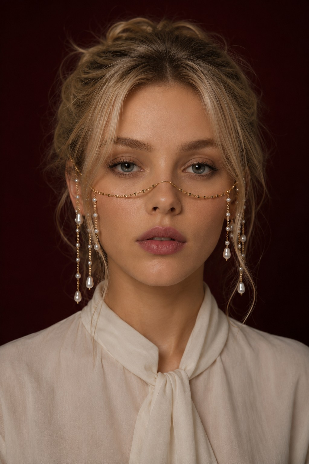 Gold Pearl Fringe Face Chain – Waterproof Stainless Steel