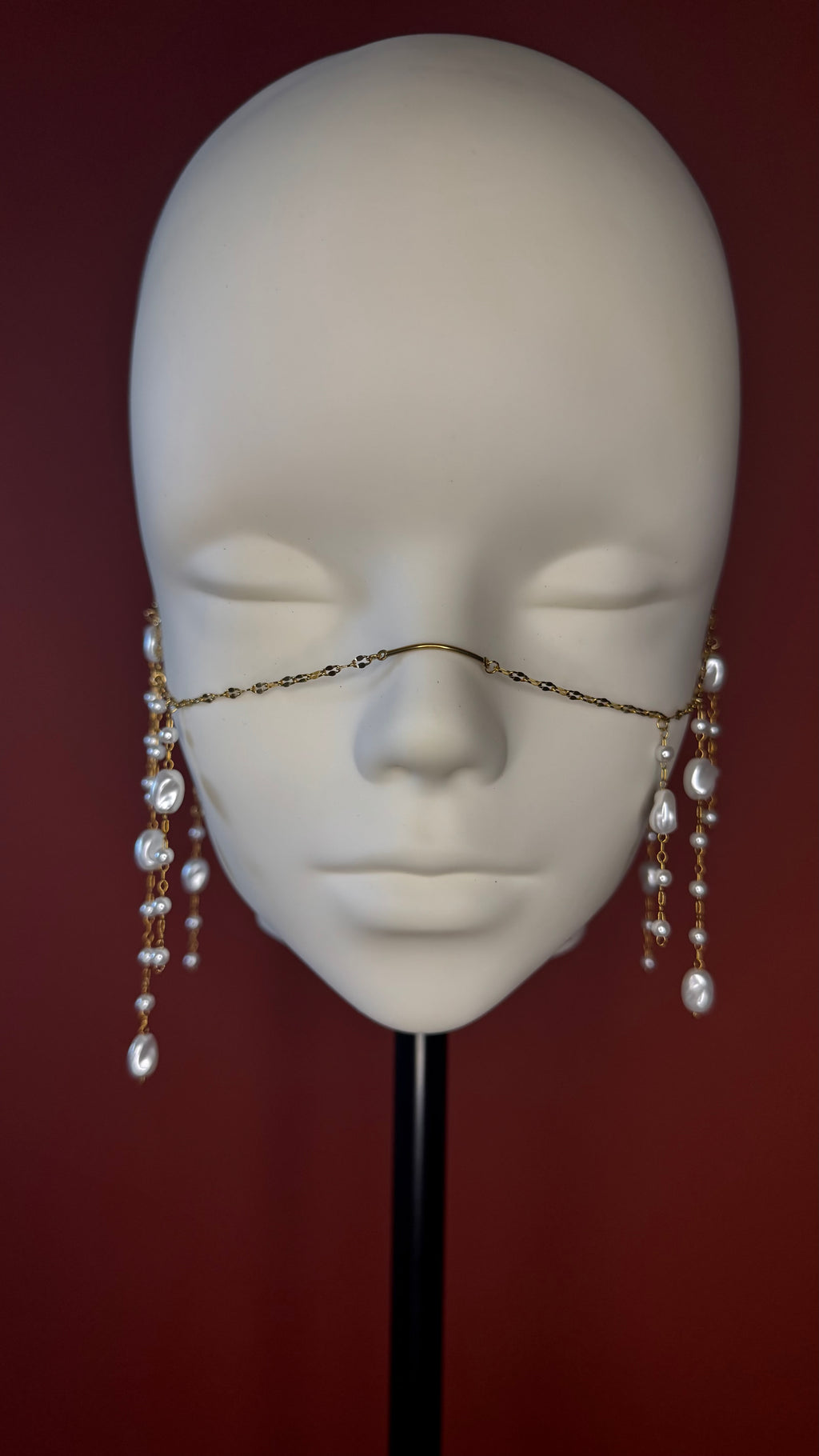Gold Pearl Fringe Face Chain – Waterproof Stainless Steel