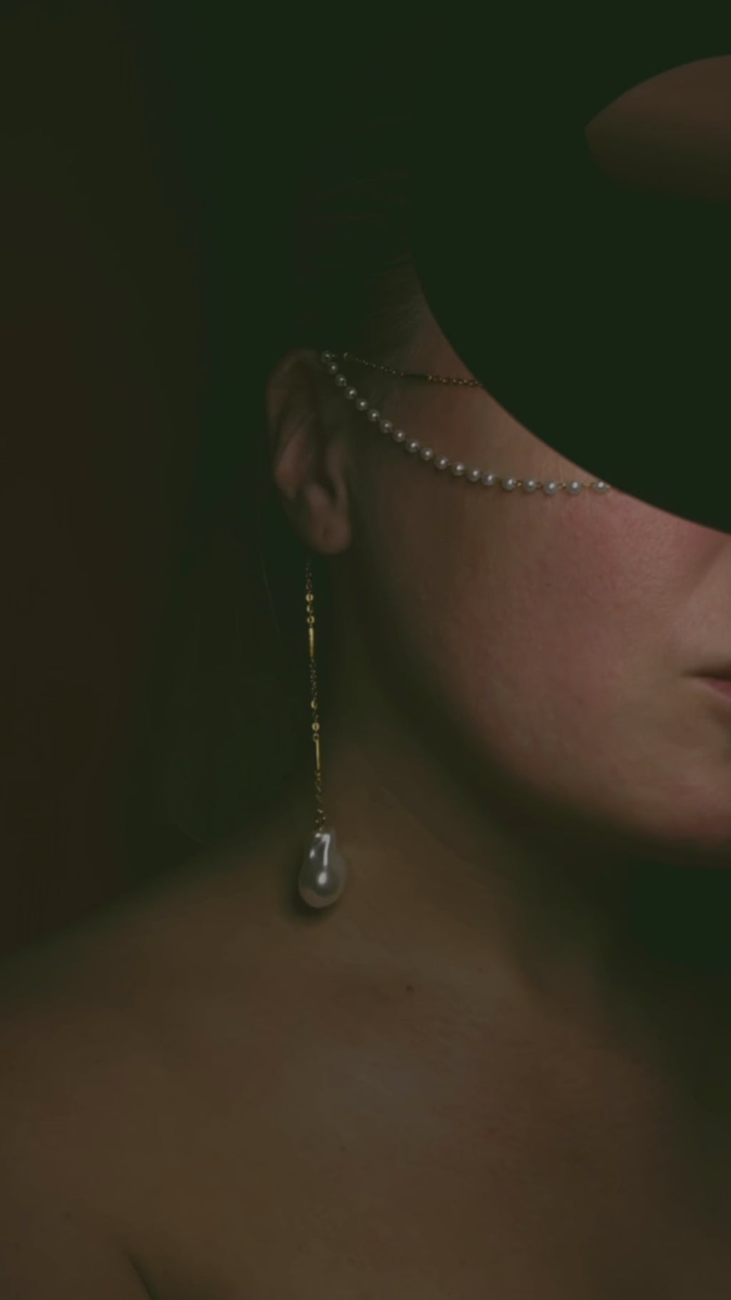 Pearl Double Chain Face Jewelry – Waterproof Stainless Steel