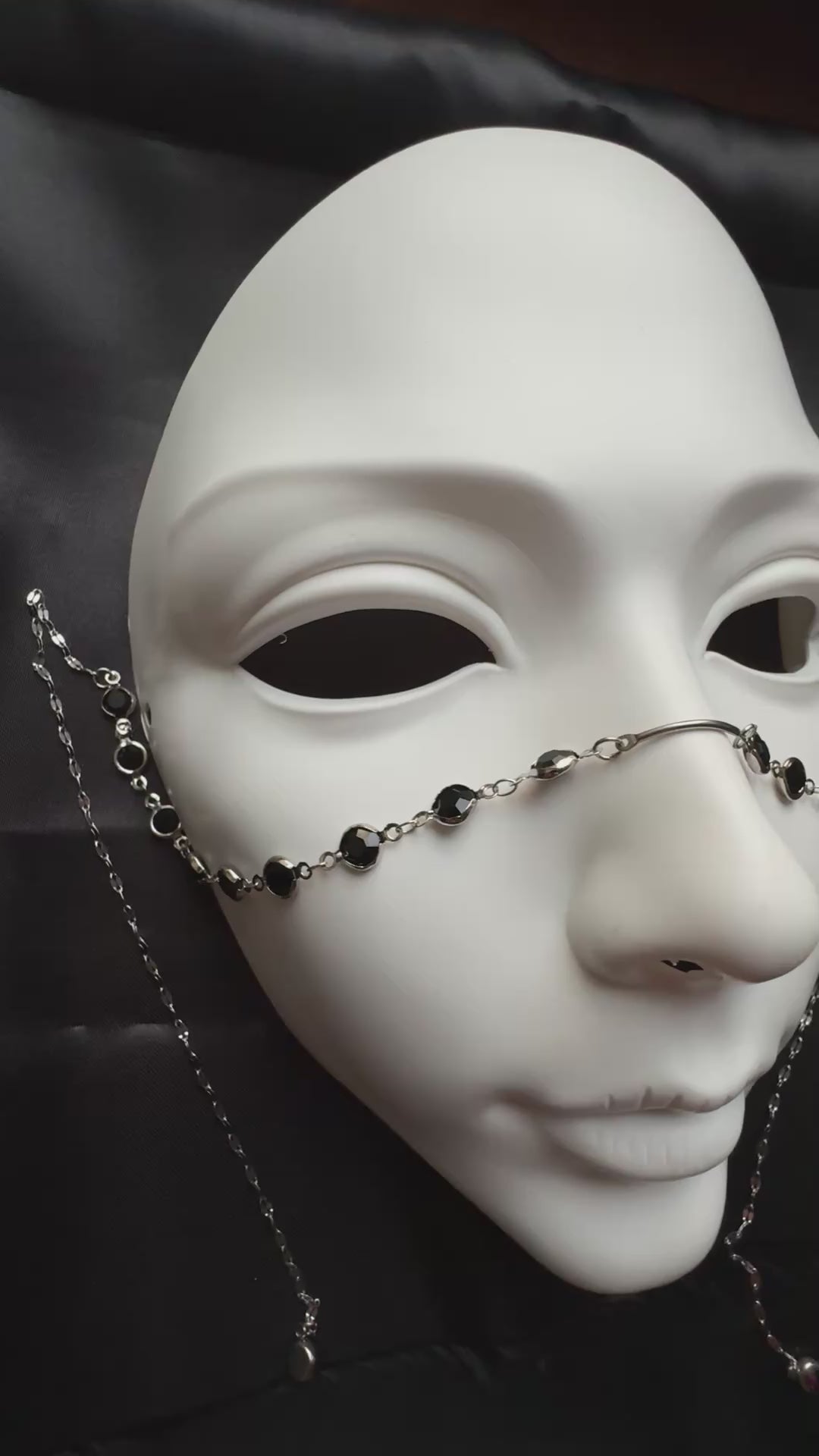 Silver Bead Chain Face Jewelry with Drop Earrings – Unisex